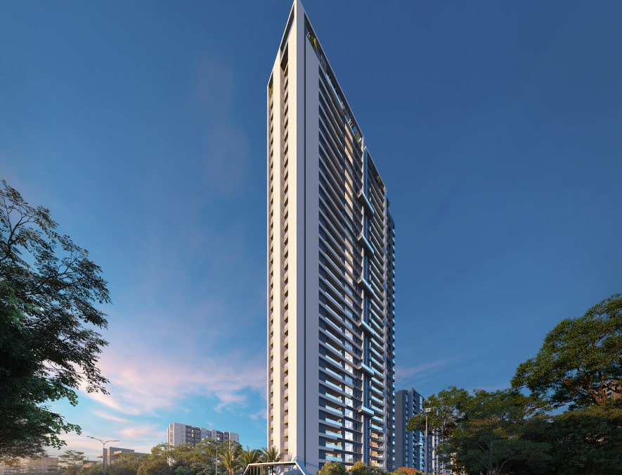 Nirvana high-rise residential building exterior daytime view