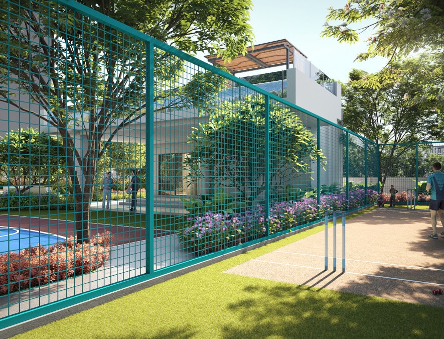 Cricket practice net amenity at Nirvana