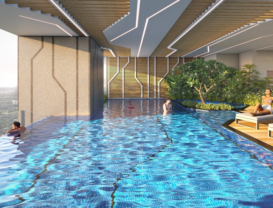 Nirvana indoor swimming pool and lounge area